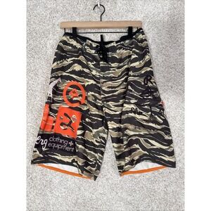 LRG Board Shorts Mens 32 Green Tiger Stripe Camo Swim Trunks Bathing Suit Surf